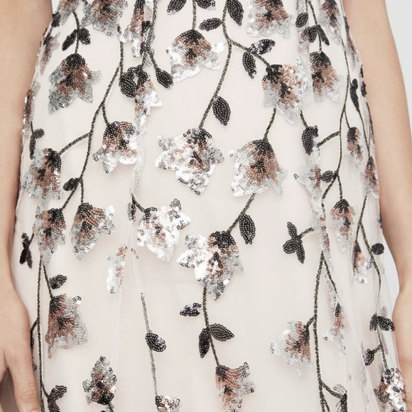 BCBGMaxAzria Black/Blush Pink Sequin Applique Gown - Picture 6 of 8